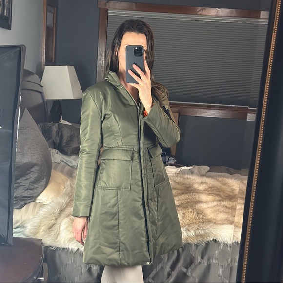 Storets Army Green Puffer Zipper Jacket Coat XS/S - Picture 4 of 17